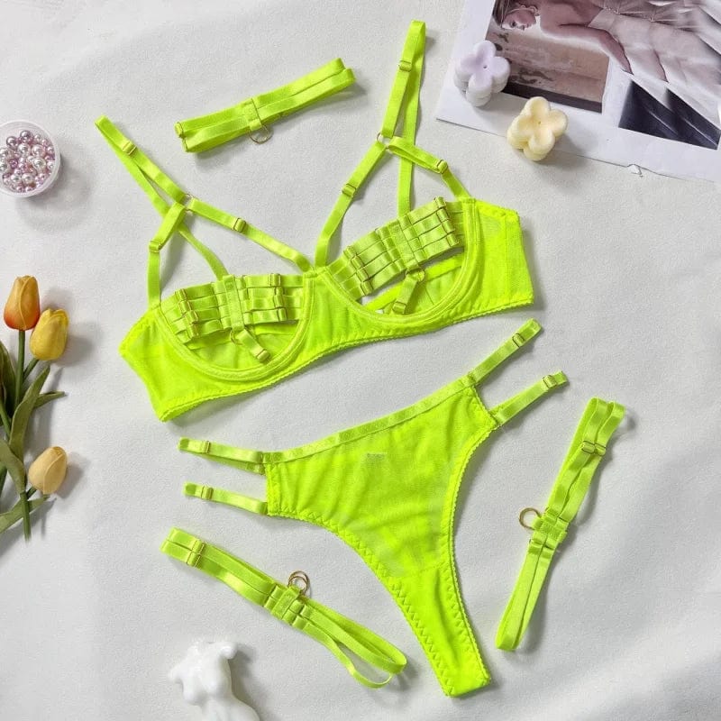 Nur 23.37 EUR für 4-teiliges Lingerie-Set mit Zierstreifen Online